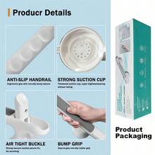 1pc Suction Cup Grab Bar, Suitable For Elderly, No Drilling Required, Non-Slip Design, Reusable Suction Cup Bathroom Grab Bar, Suitable For Tile, Glass And Hard Plastic Surfaces, Can Be Used In Bathroom, Toilet, Living Room And Kitchen - 1-pack White - View 9