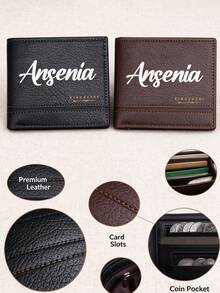 Customizable Men's Short Wallet - Featuring A Vintage Textured Design, This Versatile Bifold Wallet Is Suitable For Both Business Occasions And Casual Moments. With Multiple Card Slots And Bill Compartments Inside, It's An Essential For Commuting And An Ideal Gift For Friends And Family. - Multicolor - View 8