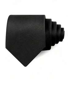 Men's Tie, 8cm Width, Suitable For Holidays, Weddings, Workplace Occasions - Black - View 2