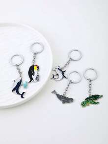 Ocean Animal Keychain Bag Charm, Multiple Cute Whale Penguin Turtle Shark Designs To Choose From, Fresh Ocean Style With Round Ring And Chain Design, Lightweight And Portable, Suitable For Handbags, Backpacks, Wallets, Keys, Zippers, Luggage And Other Daily Decorations, Versatile And Eye-Catching, Create Summer Coastal And Vacation Atmosphere, Suitable For Travel And Daily Use - Multicolor - View 7