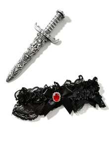 1pc Black & Red Bowknot Lace Leg Garter, Pirate Style, Suitable For Daily Wear, Cosplay, Carnival Costume And Party - Multicolor - View 12