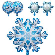 Snowflake Round Ball Set, Snowflake Shaped Foil Balloons, Christmas New Year Birthday Party Background Decoration, Photo-Worthy Atmosphere Party Decor - Multicolor - View 6