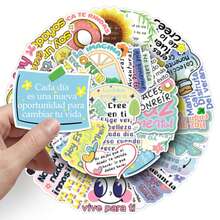 50PCS Inspirational Spanish Cute Ins Stickers Spanish Motivational Encouraging Stickers Graffiti Stickers Affirmation Stickers Vinyl Waterproof Stickers For Water Bottle,Computer,Laptop,Phone,Luggage,Notebook,Fridge - Multicolor - View 5