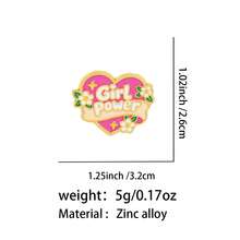 Girl Power Heart Enamel Pin, Cute Floral Pink Heart Metal Lapel Brooch, Inspirational Badge For Backpack Jacket Hat, Lovely Gift For Friends - Pink - View 12