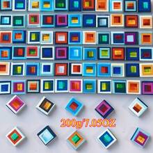 100/200g Square Glass Mosaic Tiles, Vibrant Colors With Strong Layered Effect, Multi-Color And Multi-Pattern Mixed Random Shipment DIY Handmade Collage Material, Suitable For Creating Art Decorative Paintings, Wall Murals, Garden Landscaping, Door Frame Edging Beautification, Inlaid Resin Jewelry, Easily Create High-End Handmade Artworks - LFK - View 8