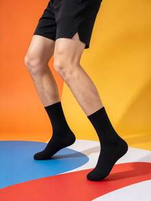 1/5/10/20 Pairs Men's Sports Running Socks, Solid Color Mid-Calf Socks, Minimalist All-Season Versatile Casual Socks - Multicolor - View 3