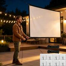 Projector Screen 60/72/84/100/120 Inch, Movie Projector Screen 16:9 Foldable Portable Anti-Wrinkle Indoor/Outdoor Double-Sided Video Projection Screen Suitable For Home, Party, Office, Classroom - View 2
