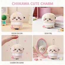 Miniso Chiikawa 系列水獺毛絨鑰匙圈，柔軟毛絨材質，閃電刺繡細節，毛巾裝飾設計，適合背包與鑰匙裝飾 (1件) - 彩色 - 查看 6
