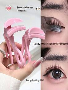 1pc Natural Curly Frameless Comb Tooth Eyelash Curler, Beginner-Friendly Wide Angle Eyelash Curler, Portable Compact Easy To Use Eyelash Styling Makeup Tool - Multicolor - View 2