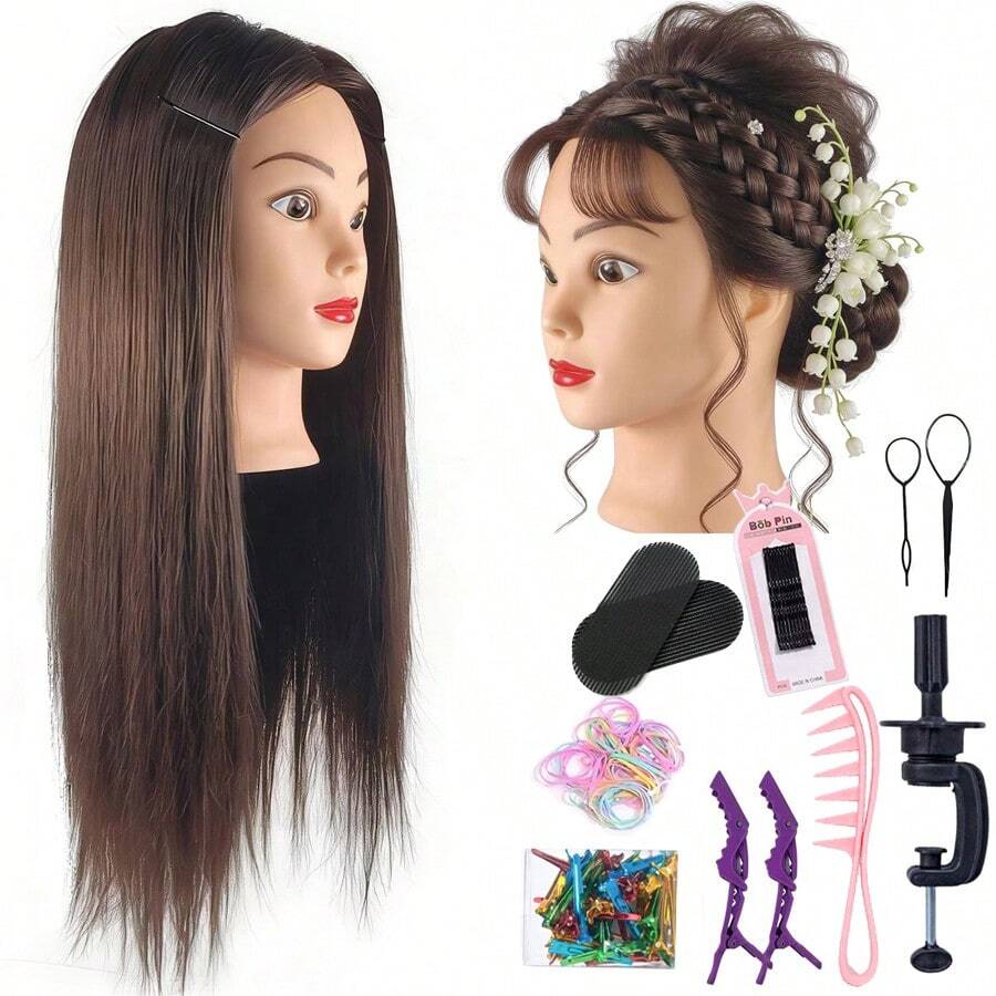 Mannequin Head With 26 Inch Hair To Practice Hairstyling Braiding Cosmetology Training Head Mannikin Doll Head For Hairdresser Beginner Learning Teaching - View 1