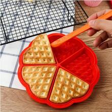 Forma de Waffle Silicone Panqueca Wafer Flor Divisórias Antiaderente Chocolate Ovo Air Fryer Multiuso Formas Bolo - Preto/Cinza - Visão 7