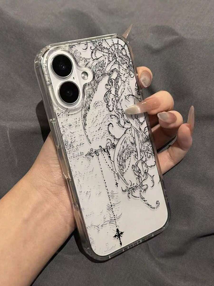 1件透明壓克力天使雕塑翅膀手機殼 - 相容於 Phone 17 Pro Max, 17 Pro, 17, 16 Pro Max, 16 Pro, 16, 15 Pro Max, 15 Pro, 14 Pro Max, 14 Pro, 14, 13 Pro Max, 13 Pro, 13, 12 Pro Max, 11, 手機保護殼 - 天使 - 查看 1