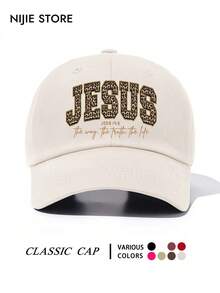 1pc Unisex Leopard Print JESUS Letter Baseball Cap, Scripture Pattern Adjustable Curved Brim Baseball Cap, Outdoor Casual Faith Theme - A - View 6