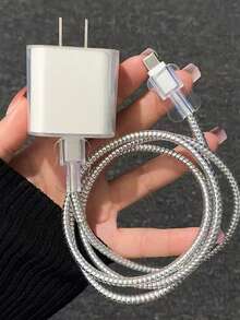 4件裝透明TPU防震充電器保護套兼理線器，適用於Apple 18W/20W充電器，適合作為萬聖節禮物、聖誕禮物、冬季小禮物 - 透明款 - 查看 2
