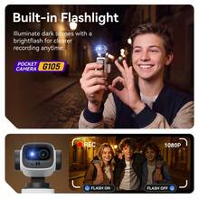 Pocket Camera G105, 1080P HD Video Kids Action Camera, 270° Rotatable Lens, 5X Digital Zoom, Built-In Flashlight, 1.47" IPS Screen, 120 Mins Recording, Portable Mini Vlog Camera For Travel Outdoor Recording - View 11