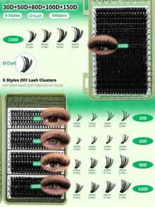 Lashsun 2404 PCS Cluster Eyelash Set D Curl 14 Styles Cat/Wispy/Manga/Volume/Bottom/Spike Lashes, Kit With Bond&Seal Lash Remover Lash Applicator, Perfect For Beginners&Proficient, DIY At Home Easily, Easy Apply For Makeup Daily - Black - View 7