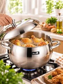 Nồi hầm táo 20cm bằng thép không gỉ 304 3 lớp composite, đa năng dùng để hầm gà, hâm nóng sữa, nấu cháo, nấu súp, chiên, nồi bếp gia đình dịp Giáng Sinh có nắp đậy - Xem 4