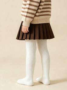 1 Pair Minimalist Tights, Suitable For Girls, Infants, Casual Outdoor Sports, Matching Dresses For All Seasons - White - View 3
