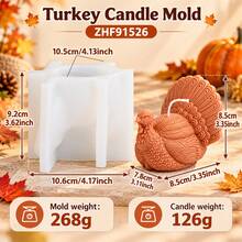 قالب شمعة سيليكون ثلاثي الأبعاد على شكل ديك رومي، قالب صنع الشموع DIY قابل لإعادة الاستخدام، قالب على شكل حيوان لصنع الصابون وصب الراتنج وذوبان الشمع، ديكور يدوي لعطلة الخريف - قالب - مشاهدة 9