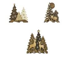 Christmas Wooden Decor 3 Pieces Set Forest Deer Christmas Tree Home Desktop Christmas Atmosphere Decoration - 3pcs - View 4