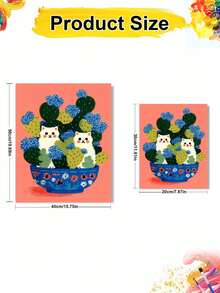 1pc The Cat In The Potted Plant DIY Oil Painting By Numbers, Canvas Painting DIY Crafts, Adult Home Decoration, Holiday Gift. - Sets - View 8