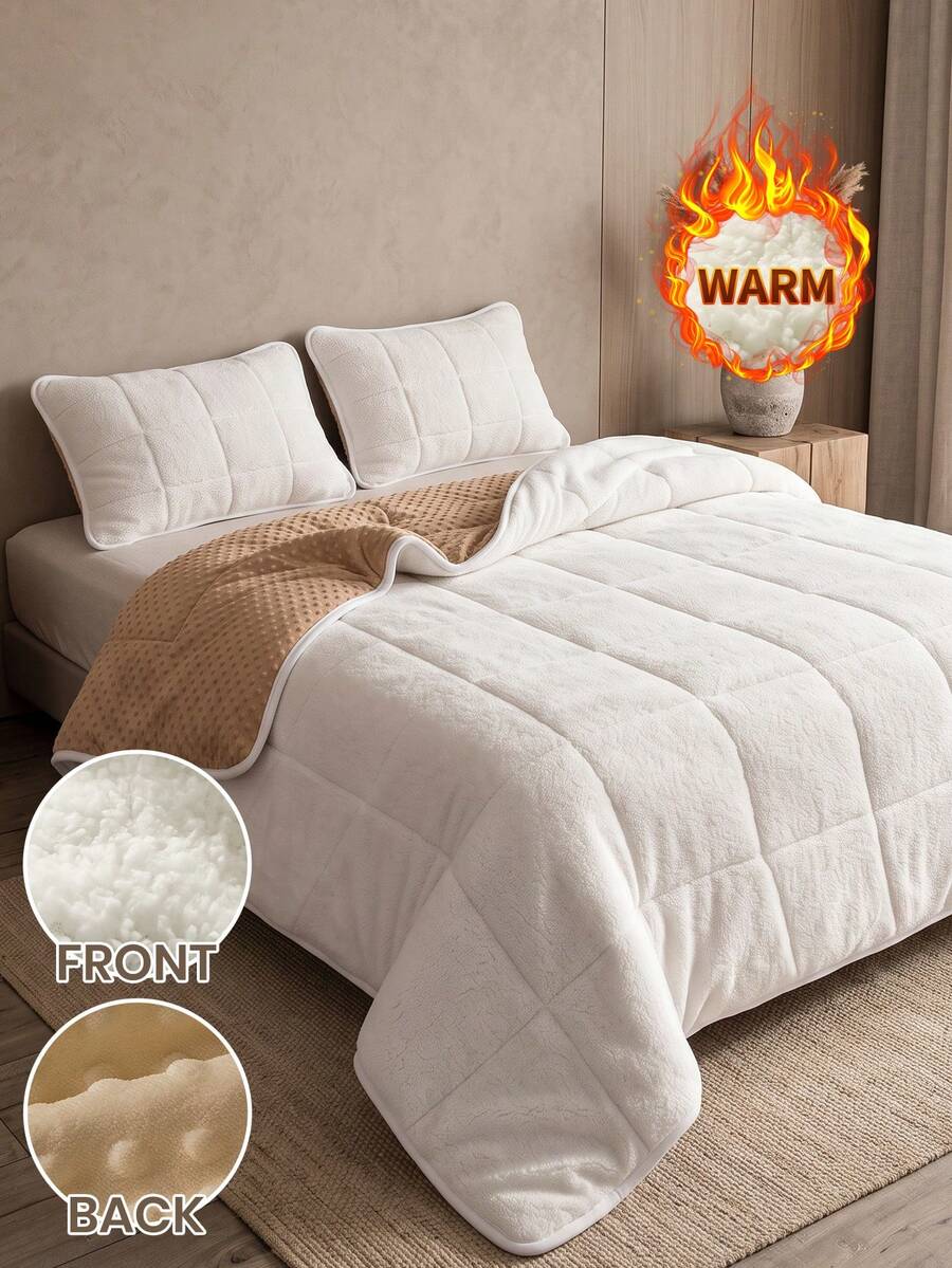 1 buah Selimut Bulu Domba Ultra Lembut, Ramah Kulit, Ringan, Bernapas, Nyaman untuk Tidur, Tahan Lama, Anti-Pilling, Berbentuk Persegi, Lembut, Dekorasi Kamar Tidur, Dapat Digunakan Sepanjang Musim, Bantal dan Sarung Bantal Tidak Termasuk, Dekorasi Rumah, Musim Kembali ke Sekolah - Putih - View 1