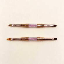Rhinestone Filled Nail Art Pen, Two Sided Brush For French Tip & Detailing - White - View 4