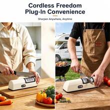 TOUCHBeauty Electric Knife Sharpener, 3-Stage Kitchen Knife Sharpening Tool, Built-In 1200mAh Rechargeable Battery, Fast Blade Grinding & Polishing, Non-Slip Base, For Chef Knives And Paring Knives, Household Kitchen Gadget - Multicolor - View 2