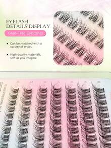 Asiteo 70pcs Cluster Glue-Free Self-Adhesive Individual False Eyelashes, Natural Look DIY Eyelash Extensions, Lightweight, No Glue Needed, Pre-Glued Eyelash Clusters, Easy To Apply - D - View 5