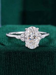 1 Carat Sparkling Oval Engagement Ring/Wedding Ring, Women's Promise Ring/Eternity Ring, Exquisite Jewelry Gift - Silver - View 6
