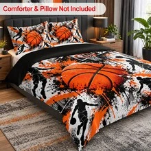 3pcs Splatter Basketball Pattern Duvet Cover Set (1 Duvet Cover + 2 Pillowcases, No Inserts), Soft And Breathable Fabric, Machine Washable, Suitable For All Seasons, Bedroom And Guest Room Bedding Decor - Multicolor - View 5