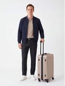 W WINGS Cabin Suitcase 20 Inch Champagne Beige | ABS+ Hard Shell Carry On Luggage With Combination Lock And 360° Spinner Wheels - Champagne - View 2
