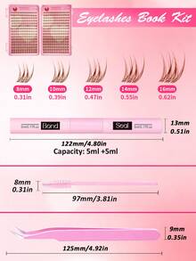 Brown Cluster Lashes Kit Individual Eyelashes D Curl Lashes Individual Cluster Kit Dark Brown Eyelash Clusters 384PCS With Bond And Seal Tweezers Fluffy Lash Extension Kit - Pink - View 8
