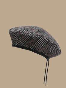 Boho Leopard Print Pattern Contrast Binding Beret - Multicolor - View 23