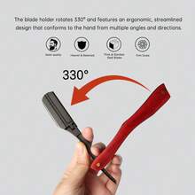 Fashion Straight Razor Holder, Foldable Wood Grain Shaving Razor Stand, Beard Contour Precision Shaping, Holder Only, No Blades Included, Men's Grooming Gift, Men's Thanksgiving Gift - Multicolor - View 3