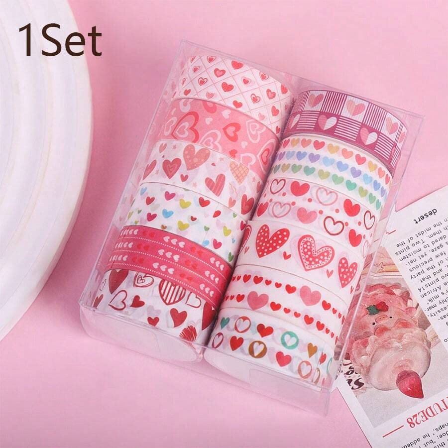1 Set Heart-Shaped Washi Tape Valentine's Day Planner Tape 12 Rolls Heart Planner Sticker Set - Multicolor - View 1