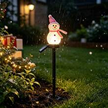 Christmas Snowman Standing Ground Stake Decoration Light, Outdoor Waterproof Solar Powered Light, Holiday Garden Gift, Camping Spotlight - Snowman Hat Cake Topper - View 3