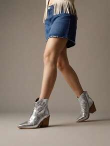 Women Ankle Boots & Booties - Silver - View 4