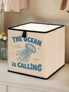 1PC Ocean Print Foldable Storage Bin, Large Capacity Multi-Purpose Organizer Box For Clothes & Sundries, Dustproof Moistureproof For Wardrobe, Bedroom & Living Room - Multicolor - View 10