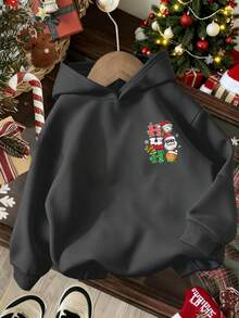 Tween Boy Fun Print Sweatshirt, Warm & Comfortable Thermal Lined Pullover Sweatshirt For Autumn/Winter - Dark Grey - View 3