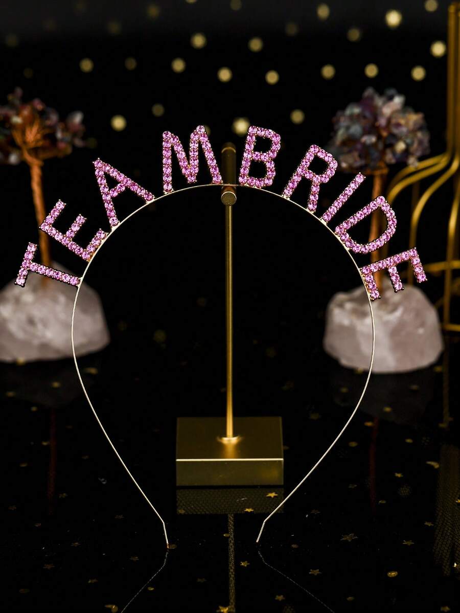 1pc Rhinestone TeamBride Letter Headband, Sparkly Crystal Bridal Party Hair Hoop, Bachelorette Party Photo Prop Headwear