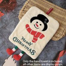 1pc Christmas Theme Hand Towel, Cute Snowman Christmas Tree Reindeer Santa Claus Decorative Towel, Super Absorbent, Soft And Lint-Free, Multi-Purpose - Multicolor - View 11