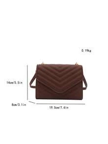 Women's Solid Color New Niche Design Fashion Shoulder Crossbody Bag, INS Versatile Small Square Bag, High Gloss Mirror Embossed Solid Color Mini Chain Shoulder Bag - Brown - View 10
