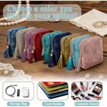 Exquisite Jewelry Storage Bag, Soft Interior, Suitable For Storing Bracelets, Bangles, Necklaces And Other Small Accessories, Lightweight And Space-Saving, Can Be Placed Directly In Suitcase Or Handbag, Ideal For Travel And Vacation (Random Color) - Multicolor - View 3