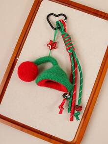 1 st stickad minihatt i ull med jultema, kreativ hjärtformad julgransväska-charm, söt och mångsidig nyckelring - Multifärgad - Visa 1