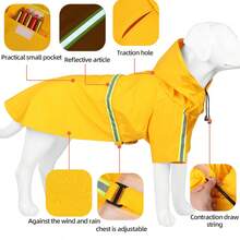大型犬雨衣，可調節式寵物防水套裝，連帽雙層設計，適合大型、中型、小型犬及幼犬，防水雨披，附反光收納口袋與飾邊 - 彩色 - 查看 5