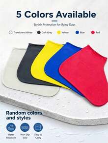 1Pair Reusable Silicone Waterproof Shoe Covers, Non‑Slip Rubber Rain Boot Protector, Foldable Wear‑Resistant Overshoes For Commuting, Cycling, Outdoor Travel, Rainy & Muddy Days Shoe Protection - Random Color 1Pc - View 13