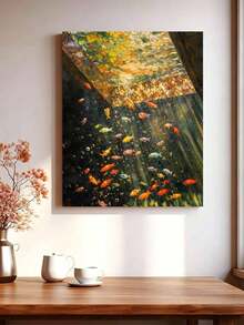 1pc Fish Pond DIY Oil Painting By Numbers, Canvas Painting DIY Crafts, Adult Home Decoration, Holiday Gift. - Sets - View 3