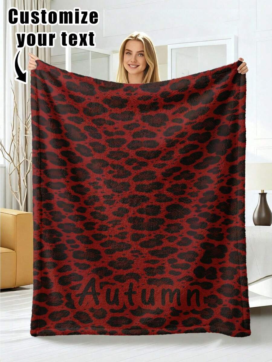 1pc Customized Flannel Blanket With Photo And Text, Office Nap Blanket, Comfortable Blanket, Mother's Day And Father's Day Gift For Parents, Bedding Blanket, Bed Customized Blanket, Customized Text Blanket, Personalized Home Blanket - Multicolor - View 1
