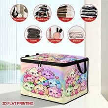 1pc Colorful Gradient Stress Relief Squeeze Toy Dumpling Print Foldable Zipper Storage Box, Perfect For Travel, Packing, Clothing, Pants And Bedding, Ideal For Moving Storage, Underbed Storage, Closet Organization, Laundry Room Or Holiday Decor, Keeps Home Items Neat And Organized - A - View 7